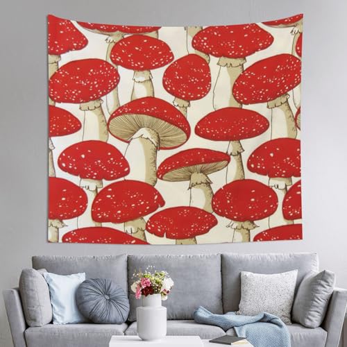 Tapisserie champignon rouge et blanc pour une déco de chambre cosy
