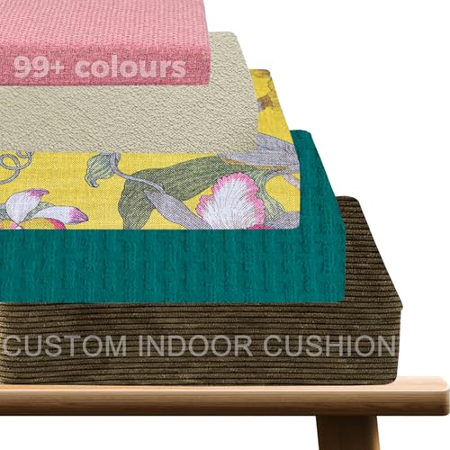Cojin Banco Personalizado Interior y Exterior, Desenfundable Lavable Antideslizante Cojines para Bancos, Cojin a Medida Espuma de Alta Densidad 50D y 80D Para Cocina, Jardín, Terraza y Más (Interior)