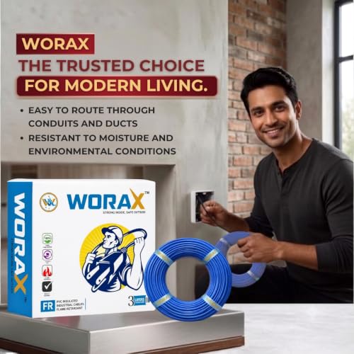 Image of WORAX 0.75 Sq mm Blue House Wiring Wire (90 Mtr) | Flexible Multi-Strand CCA Cable | PVC Insulated Wire for Lighting