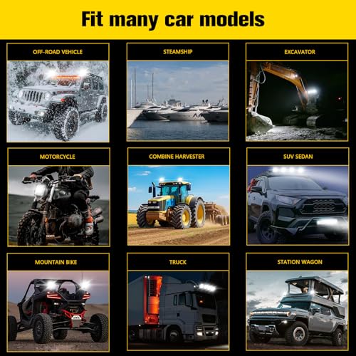 LED Light Bar 4.5 Inch LED Pod Lights 123W 12000lm Square Work Lights 12V 24V Cube Spotlight Waterproof Off-Road Driving Fog Light for Car Boat ATV UTV RV Golf Cart Lawn Mower (60pc)