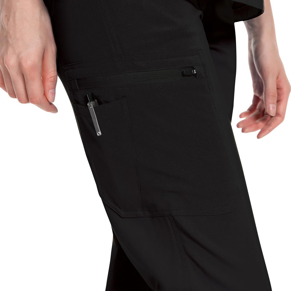 Pantalones de Enfermería Cintura Elástica con Cordón 5 Bolsillos Tejido Transpirable Poliéster DK74
