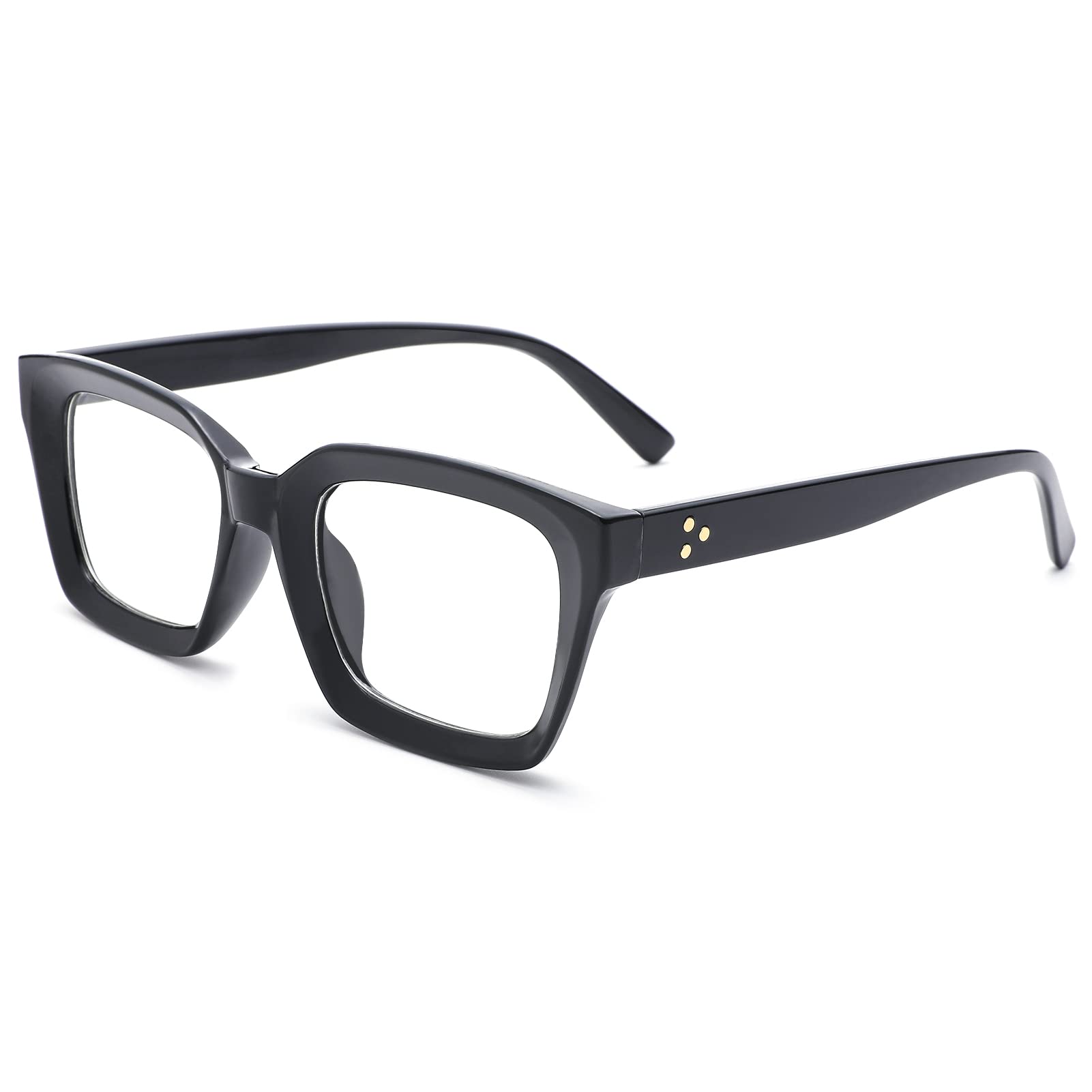 NULOOQ Fashion Vintage Square Non-prescription Clear Lens Glasses for Women Men, Thick Frame Fake Eyeglasses