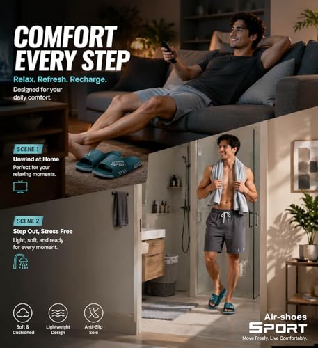Image of Beach Pool Slides Sandals for Men,Bathroom Shower Shoes,Couple Slides Slippers Outdoor Indoor,Home House Slide Sandals
