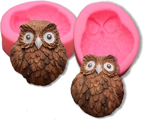 2 moldes de silicona para jabón de búho para hacer jabón hecho a mano, pasteles, chocolate, arcilla de yeso, ornamento, fabricación de velas
