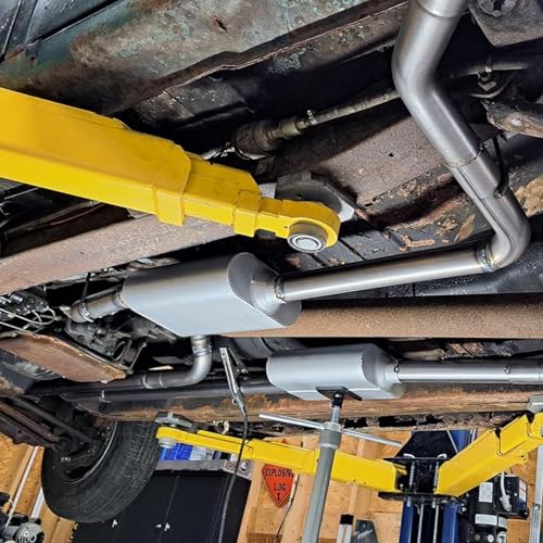 Image of A-KARCK Universal Exhaust Muffler 2.25 inch Dual Inlet 2.25 inch Dual Outlet, 23 inch Overall Length Aluminized Steel Aggressive Sound Race Muffler for Cars, Trucks