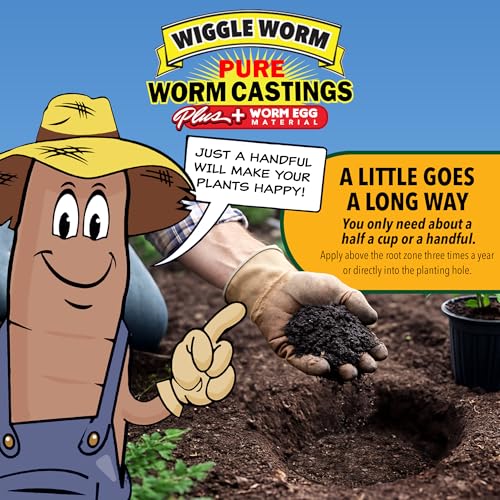 Wiggle Worm 100% Pure Worm Castings Plus Worm Egg Material, 40lbs - Fertilizer and Soil Amendment for Indoor and Outdoor Gardening to Improve Soil Fertility and Aeration - 100% Organic and Odor Free