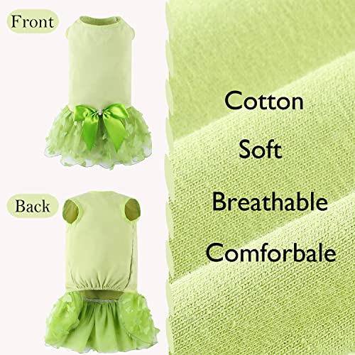 Dog Soft Cotton Dress Tutu Outfit Skirt With Cubic Butterfly Princess Dress For Small Medium Dogs Christmas Holiday Picnic Birthday Party (Green, M) #TOP1