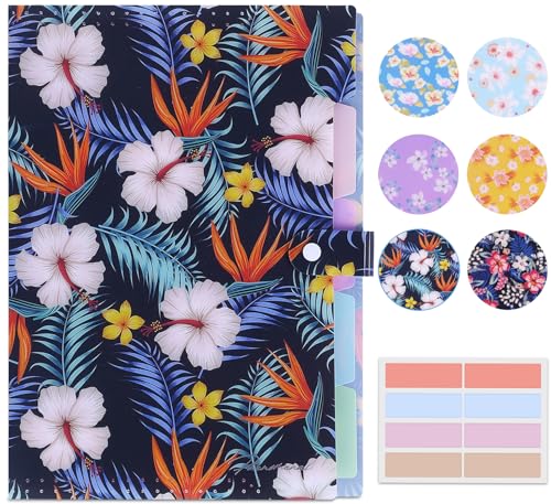 Flower Series Expanding File Folder, Vintage Floral Elegant Funky Cute Retro Document Organizer for Document Arrangement - Black/White Floral