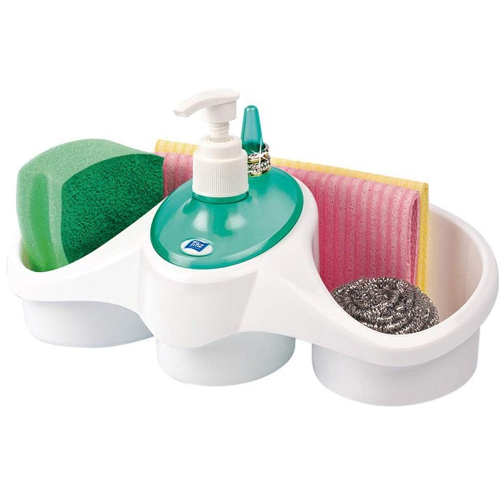 Titiz White Calaberno Tidy Soap Dispenser And Storage Box Bathroom And Kitchen Liquid Detergent And Soap Container Sponge Cloth And Ring Holder Bpa Free Durable Material Easy To Use For Your Home