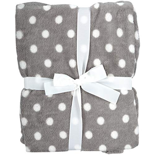 Image of Little Starter Plush Toddler Blanket, Grey Dot (Pack of 2)
