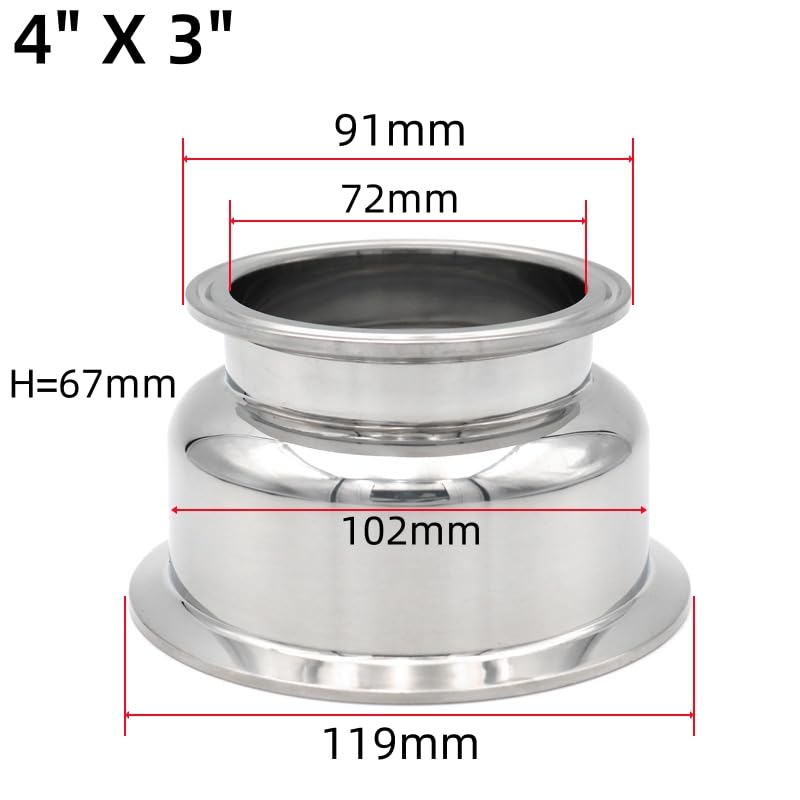 Reductor De Bol Tri-Clamp Hemisférico SS304 Sanitario 1,5-4 Pulgadas