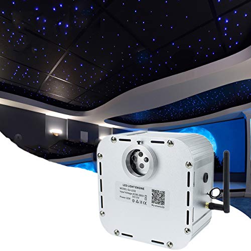 Image of AZIMOM High Brightness 32W Twinkle Fiber Optic Light Source RGBW Light Box Engine Diver Bluetooth /RF Remote Control Music Sensor Mode for Car Home Star Ceiling Light Effect Decoration