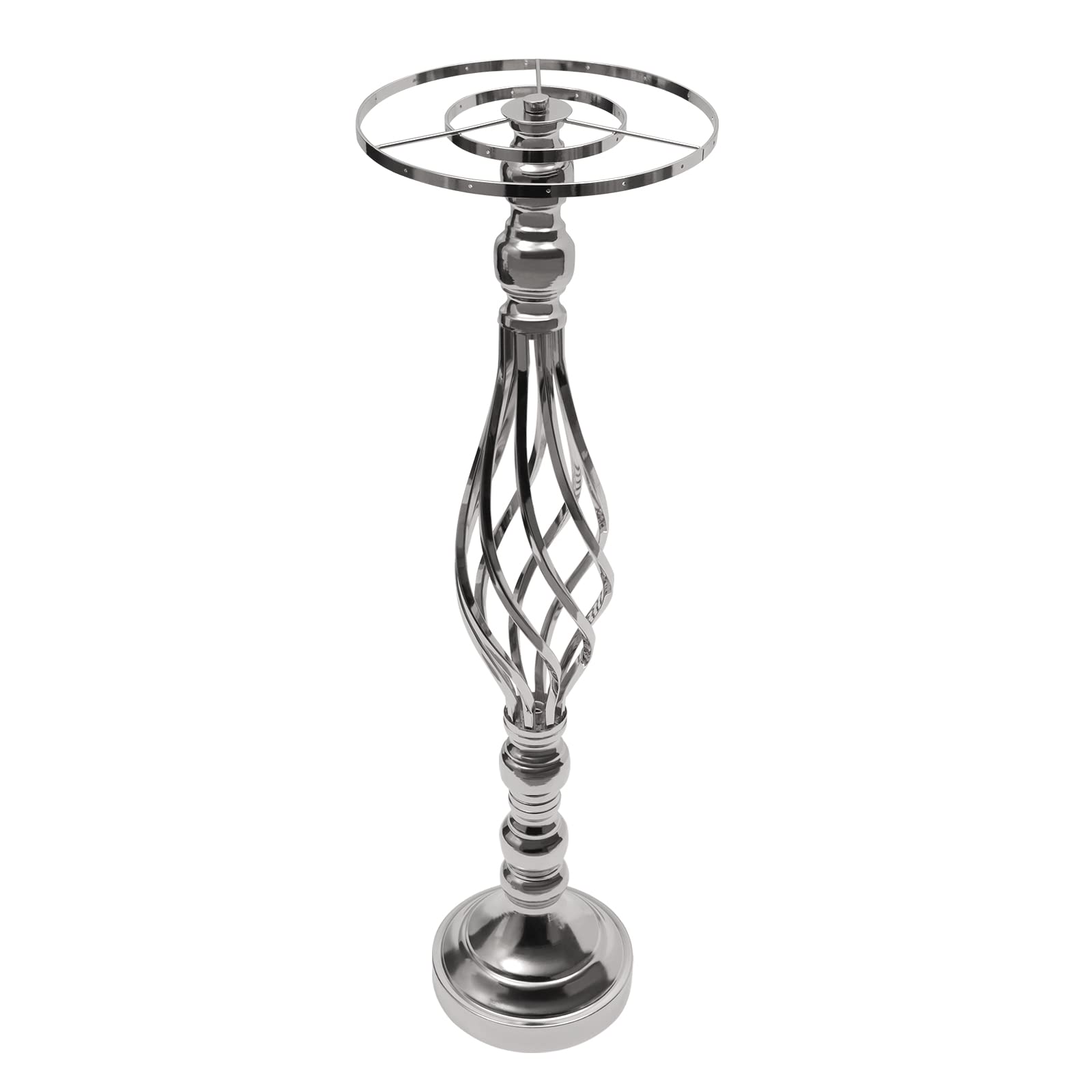 OUKANING Lot de 6/10 supports de fleurs de mariage en cristal avec suspension - Pour décoration de table et de couloir - Décoration DIY pour mariage, événement et maison - Argenté - 10 x 55 cm