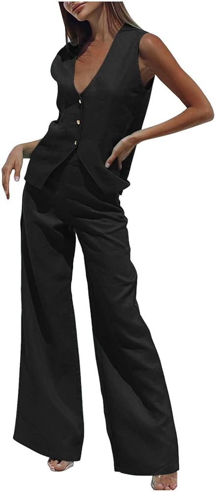 Completo Sportivo 2 Pezzi Floerns Per Ragazza - Top Con Scollo A V E Pantaloni Cargo Larghi - Taglie Da 13 A 16 Anni - 2