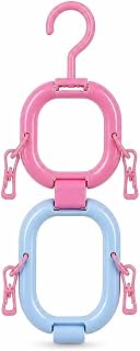 SiaBiced Over Door Hat Display and Bag Rack, 360 Degree Rotating Hat Organizer for Home, for Kids Room, Dopamine Hat Storage Rack, Rose Red + Blue, 2 Rings, 360° Rotating, Stackable