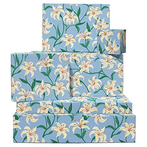 Papel de Regalo Floral de Boda con Lirios - 6 Hojas con Pegatinas Cover