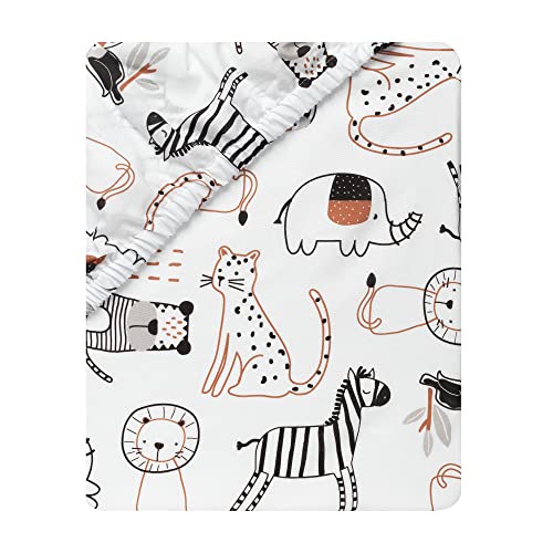 Image of Lambs & Ivy Patchwork Jungle Cotton Fitted Crib Sheet, Multicolor, (718006B)