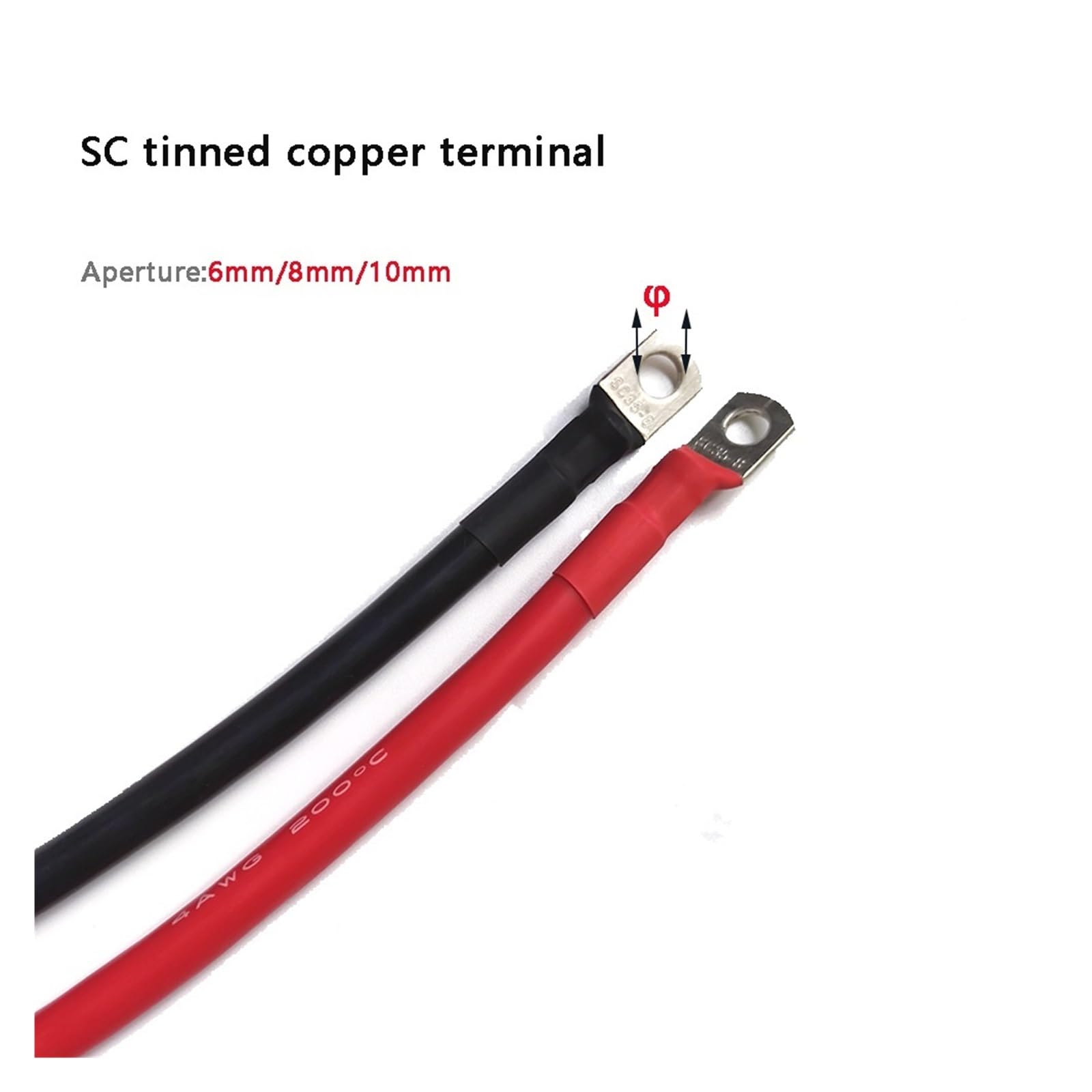 8/6/4/2AWG Batterieanschlusskabel Superweicher Silikondraht mit Kabelschuh for Solarwechselrichter, USV, Batterieserie und Parallelanschluss(Red,M6-6MM_8AWG-8.3MM2_20CM)