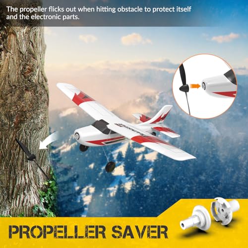 Image of volantexrc RC Plane, 3 Channel Remote Control Plane for Beginners & Adults | Trainer RC Airplane, Prop Saver, 6-Axis Gyro Stabilizer, 3 Modes, RTF, Hobby RC Aircraft, 400mm, Red