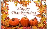 Pickako Yellow Fall Leaves Three Pumpkins Celebrate Thanksgiving Day Autumn Harvest 3x5 Foot Flag, D
