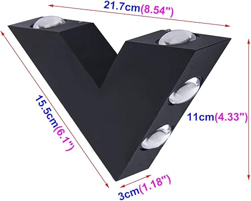 Aplique de pared para exteriores de 6 W, iluminación exterior de aluminio, impermeable, montaje de pared, diseño moderno, apliques de pared para