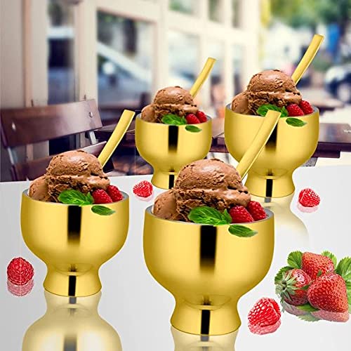 Shri & Sam High Grade Stainless Steel Ice Cream Bowl    Set with Gold PVD Coating,4 Pcs Forte,8.7 cm - Image 2 thumbnail
