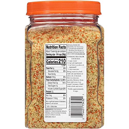 Riceselect Tri-Color Couscous, Moroccan-Style Non-Gmo And Certified Kosher By Star K Couscous Pasta, 26.5 Ounce Jar (Pack Of 1) #TOP1