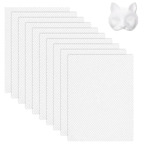 10 Sheets White Fursuit Eye Plastic Mesh 1mm Therian Eye Mesh Waterproof Printable PVC Plastic Eye Mesh Sheet for Furry Cosplay Props Fursuits Handicrafts Making 11.8in x 7.87in