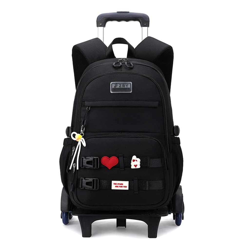 Girls Rolling Backpack Wheeled Backpack for Boys Trolley School Bags Kids Luggage Roller Backpack with 6 Wheels