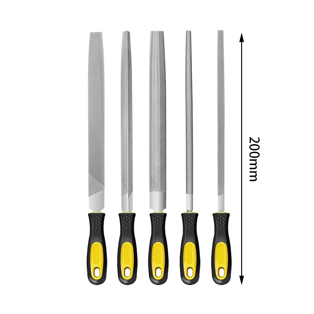 Handwerkzeug-Sets, 5-teiliges Feilen-Set, handgefertigte Metall-Feilen-Werkzeug-Sets mit quadratischer, flacher, dreieckiger, runder, halbrunder Feile for Holzarbeiten, Metallmodelle/150 mm ( Color :