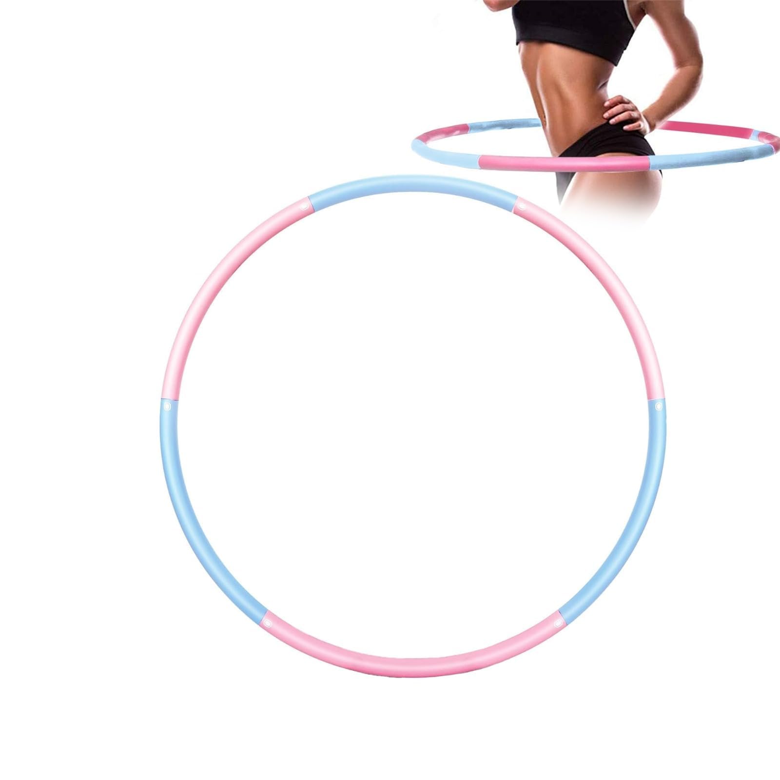 MIXEL Fitness Hula Hoop, Comfortable Grip, Soft, Non-Slip Foam, Adjustable And Detachable Design, Lightweight, Portable Design, Detachable Size Adjustable, (Green & Black)