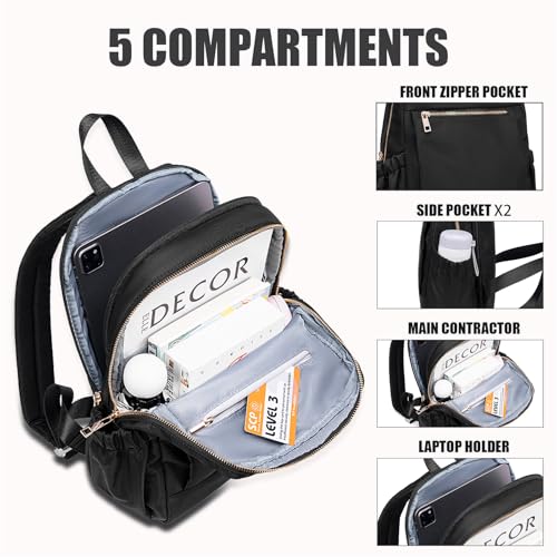 Image of LOIDOU Mini Backpack for Women Small Backpack Purse Lightweight Girls Casual Daypack Bookbag for College School Work Travel, Black(13.7 inchx11 inchx4 inch)