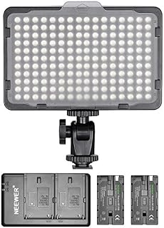 Neewer Dimmable 176 LED Video Light with 2-Pack 2600mAh Li-ion Battery and Dual