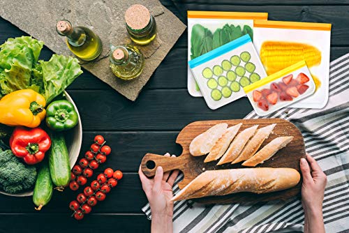 Reusable Storage Bags, 10 Pack BPA Free PEVA Resuable Freezer Bags,Reusable Gallon Bags, Reusable Sandwish Bags, Silicone Food Bags for Women, Men and Kids - Thumbnail 5
