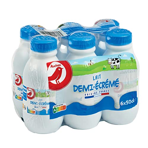 AUCHAN Lait demi-écrémé UHT 6 x 50 cl