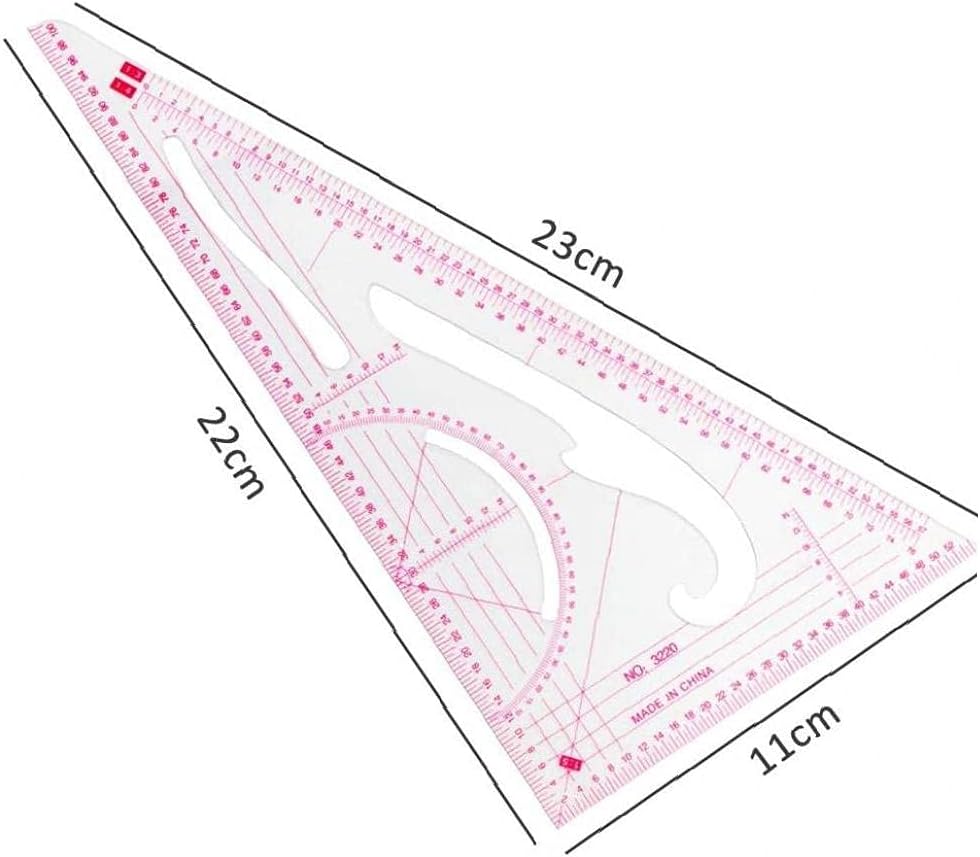 22 * 11CM Triangle Ruler Tailor Sewing Ruler 1 Pack