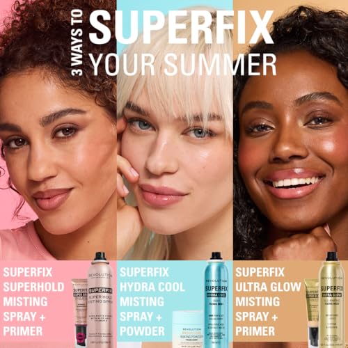Image of Revolution Superfix Glow Fixing Mist, Makeup Setting Spray | Shimmer Finish & Long Lasting-Hold, Vegan & Cruelty-Free, 5.07 fl oz