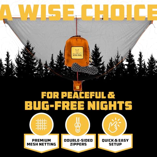 Image of Wise Owl Outfitters Hammock Bug Net - Mosquito Net for Hammock, Lightweight Bug Netting for Camping, Hiking, Backpacking, Forest & Outdoor Use