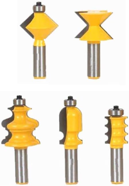 5 Pcs 1/2 Inch Shank Router Bits Set, Carbide Roundover Edging Router Bit Set Milling Cutter Tools for Woodworker