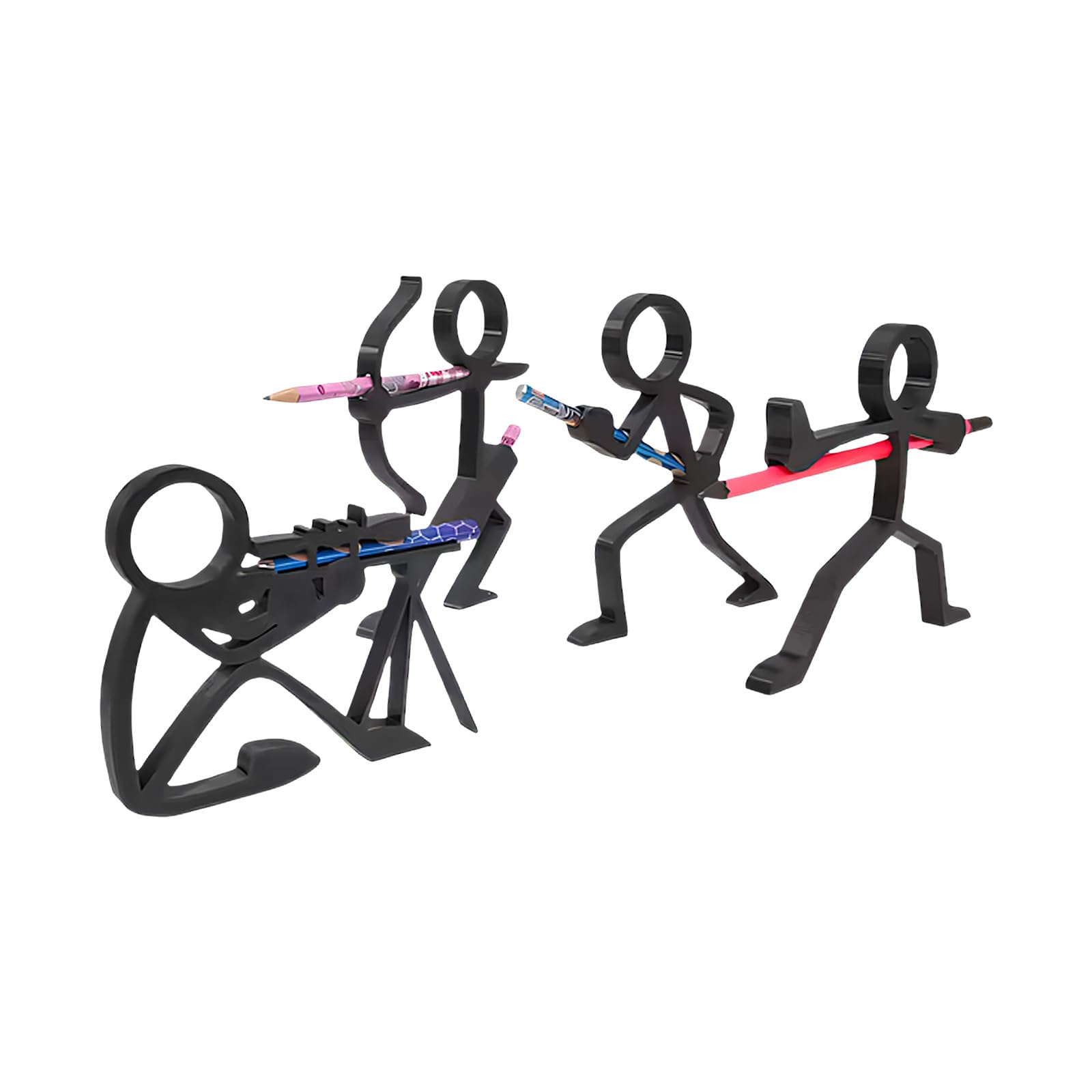 Playful 3D Printed Miniature Pen Holders Figurine Pen Display Stand Fun Desk Decorations for Workspaces or Home Bookcase Writing Utensil Organizers