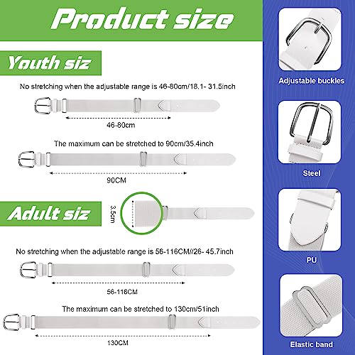 Hercicy 3 Pieces Adult and Youth Baseball Softball Uniform Belts, Adjustable Size Uniform Belt2