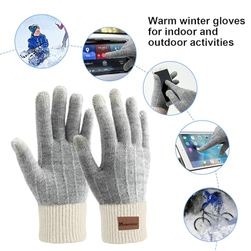 Homealexa Winterhandschuhe Touchscreen Handschuhe Strick Fingerhandschuhe Sport Warm und Winddicht Winterhandschuhe für Skifahren Radfahren und SMS, Geeinget für Damen und Herren