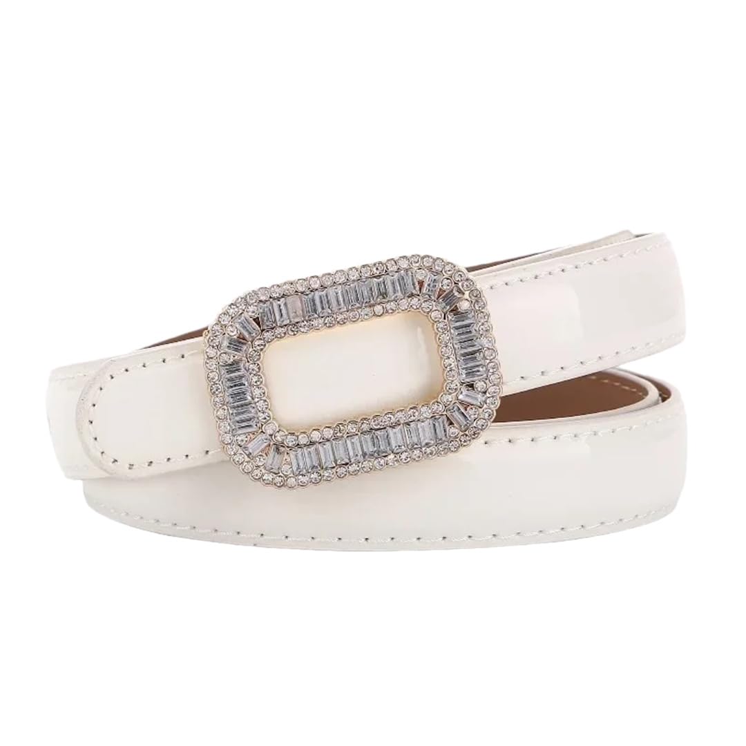 Cinturón de cuero vacuno con hebilla de diamantes de imitación para mujer, accesorios de lujo, retro, punk, cintura fina
