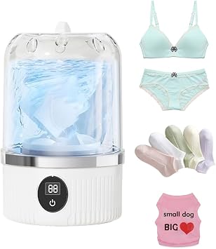 Portable Washer for Underwear | Mini Washing Machine Deep Cleans Socks, Baby Clothes | Compact, Lightweight for Travel, Dorm, RV & Small Spaces,White