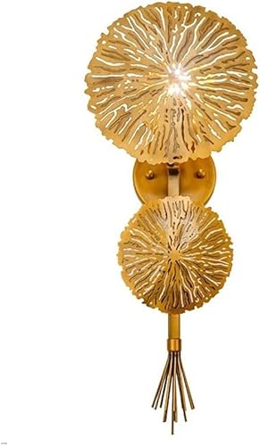 VGTLAKEX Wall Light Wall Lamp Gold Metal Lotus Leaf Sconce Postmodern Interior Decor Lighting E14 for Living Bedroom Restaurant