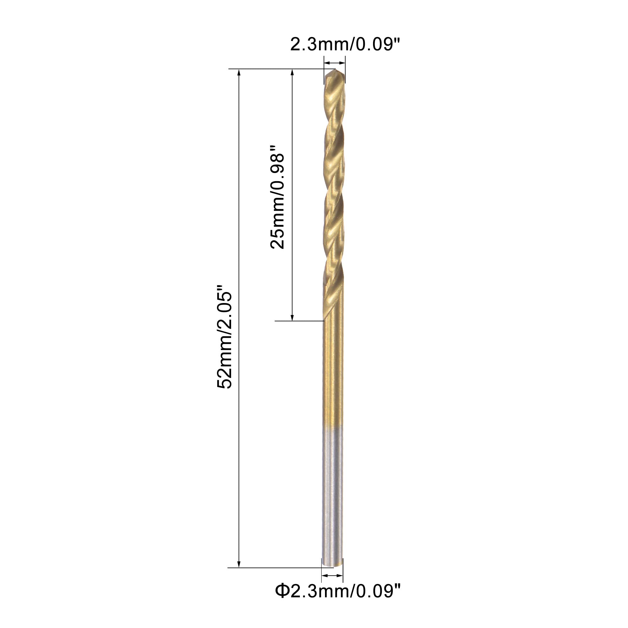 Uxcell 2.3mm HSS Drill Bits Set - Titanium Coated Fully Ground Twist Drill Bits, 6 Pack 52mm Length
