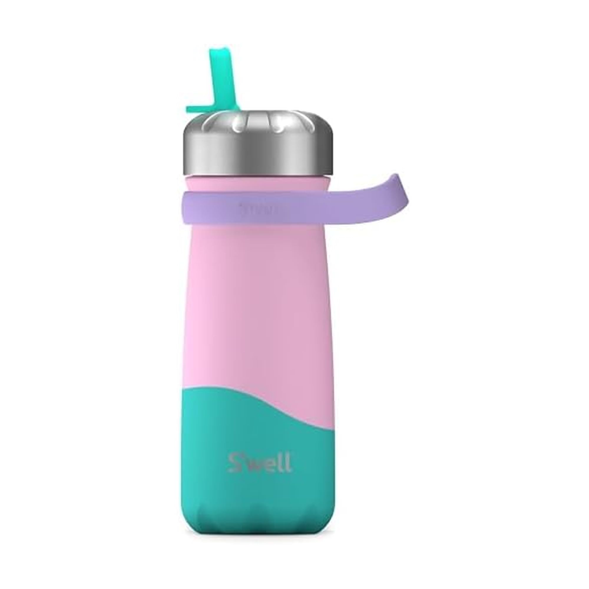 S'well Stainless Steel Traveler with Flip Straw Lid, 16oz, Pastel Paradise, Triple Layered Vacuum Insulated Containers Keeps Drinks Cold for 24 Hours, BPA Free, Easy Carrying On the Go
