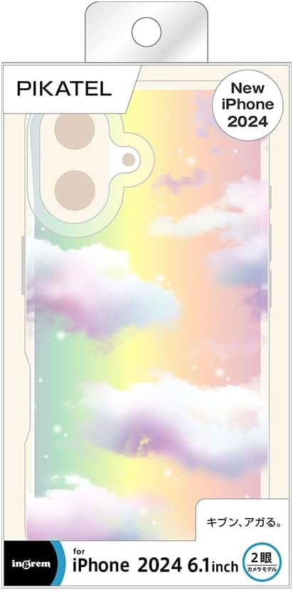 イングレム Inglem iPhone 16 (2024 Released Model) Case PIKATEL Shock Absorbing Bumper TPU Soft Case Cloud iPhone 16 Smartphone Case Smartphone Case IN-CP46TC15/SKY1