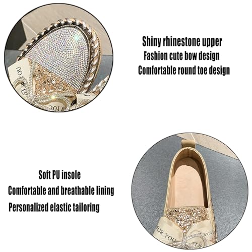 AMAZIDEAL Women's Rhinestones Glitter Bow Platform Loafers,Fashion Casual Slip-On Sequin Shiny Sneaker,Comfort Low Top Increase Height Walking Shoes3