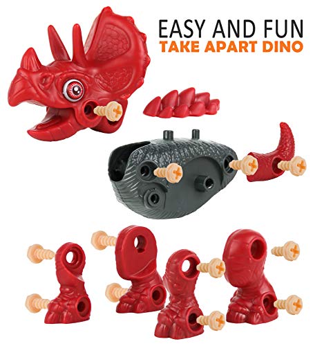 Take Apart Dinosaur Toy with Kids Electric Drill and Screwdriver Stem Building Educational Triceratop Toy for Toddlers